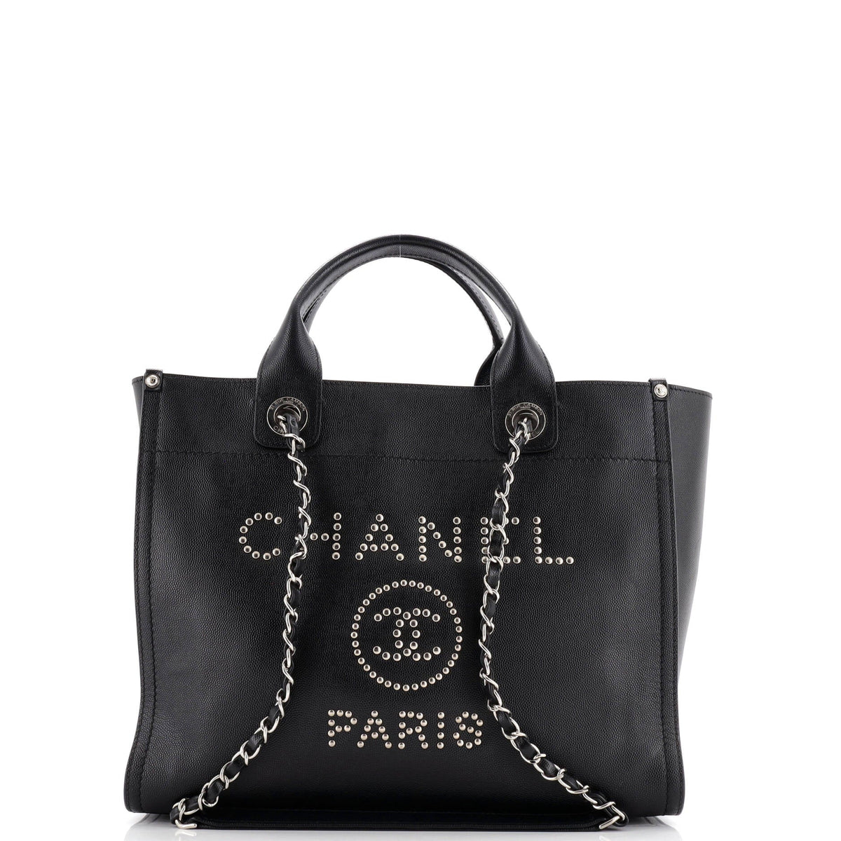 Chanel CHANEL Deauville Tote Studded Caviar Small