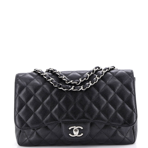 CHANEL Classic Single Flap Bag Quilted Caviar Jumbo