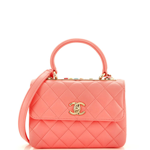 CHANEL Trendy CC Top Handle Bag Quilted Lambskin with Enamel Small