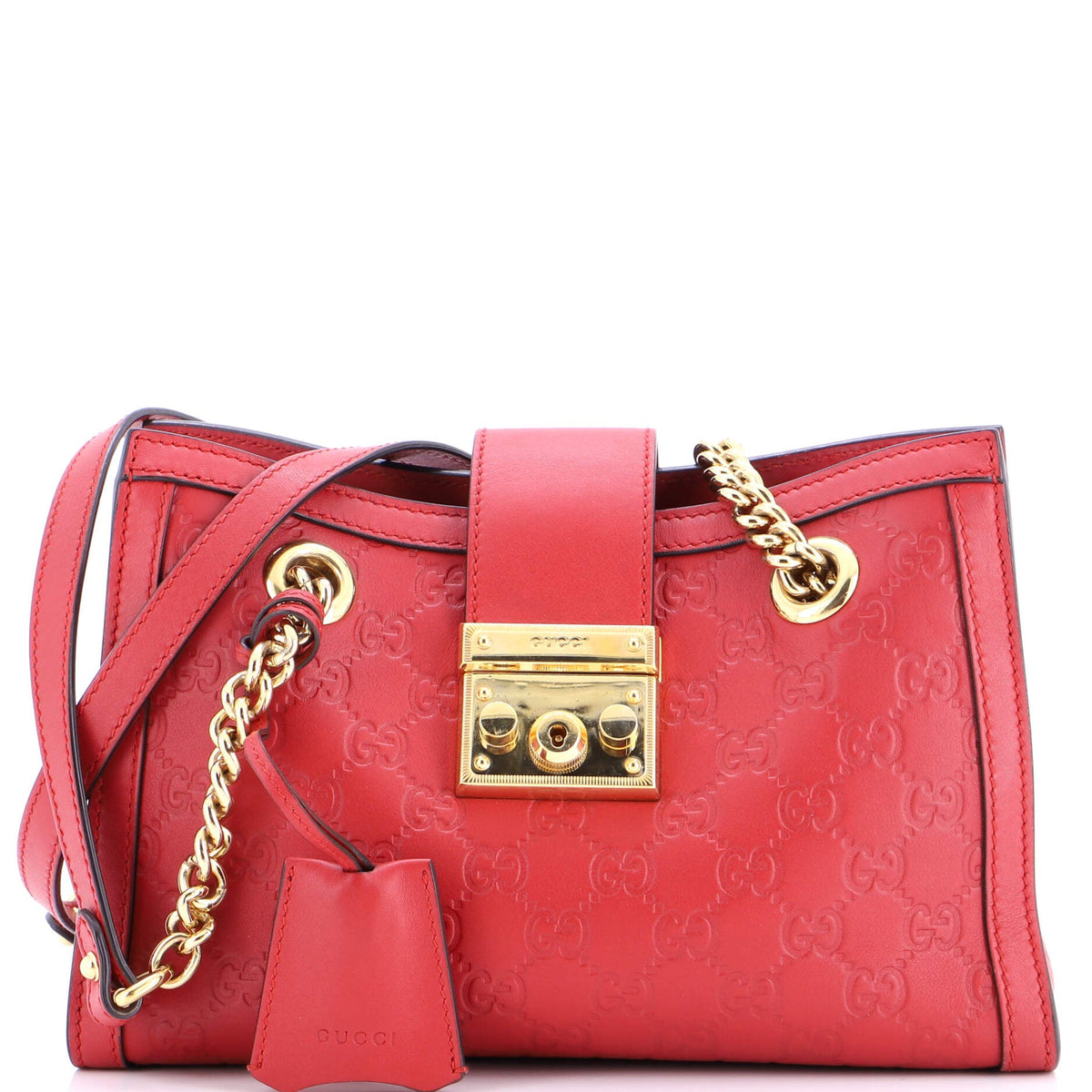 Gucci GUCCI Padlock Chain Tote Guccissima Leather Small