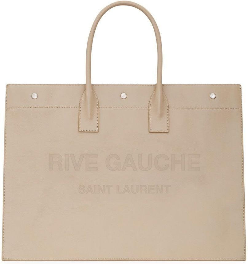 Saint Laurent Men's Rive Gauche Print Tote Bag in Sea Salt | 587273CWTKE9607