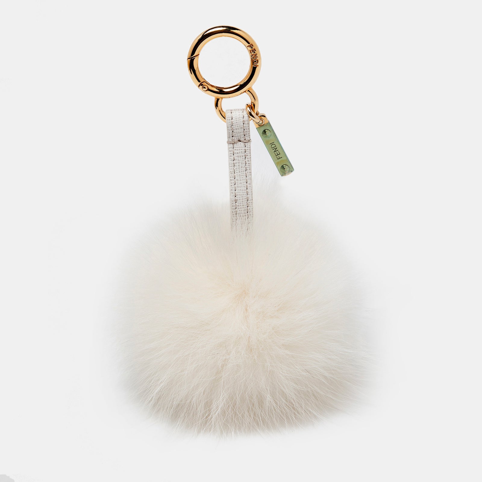 Fendi White Fox Fur Pom Pom Bag Charm