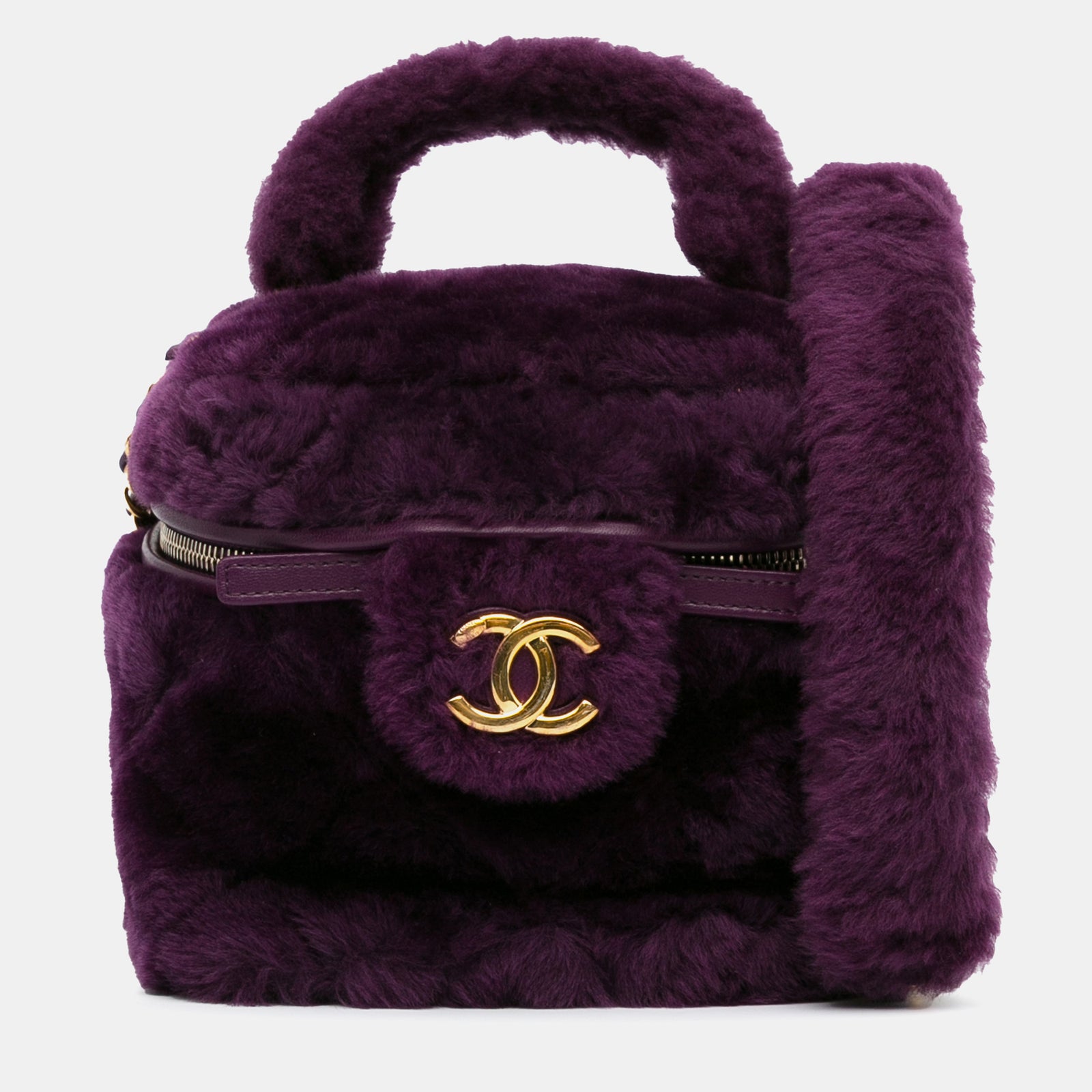 Chanel Small Quilted Shearling Vanity Case