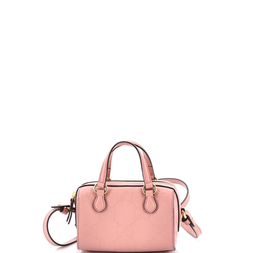 GUCCI Convertible Boston Bag Jumbo GG Embossed Leather Super Mini