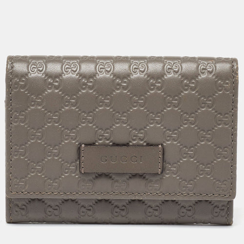 Grey Microguccissima Leather Card Case