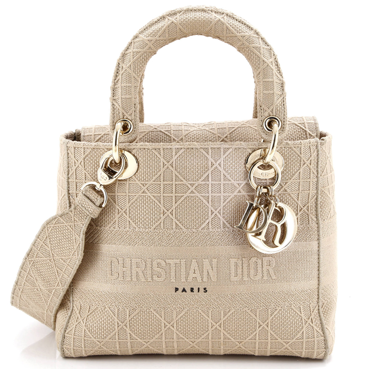 Christian Dior Lady D-Lite Bag Cannage Embroidered Canvas Medium