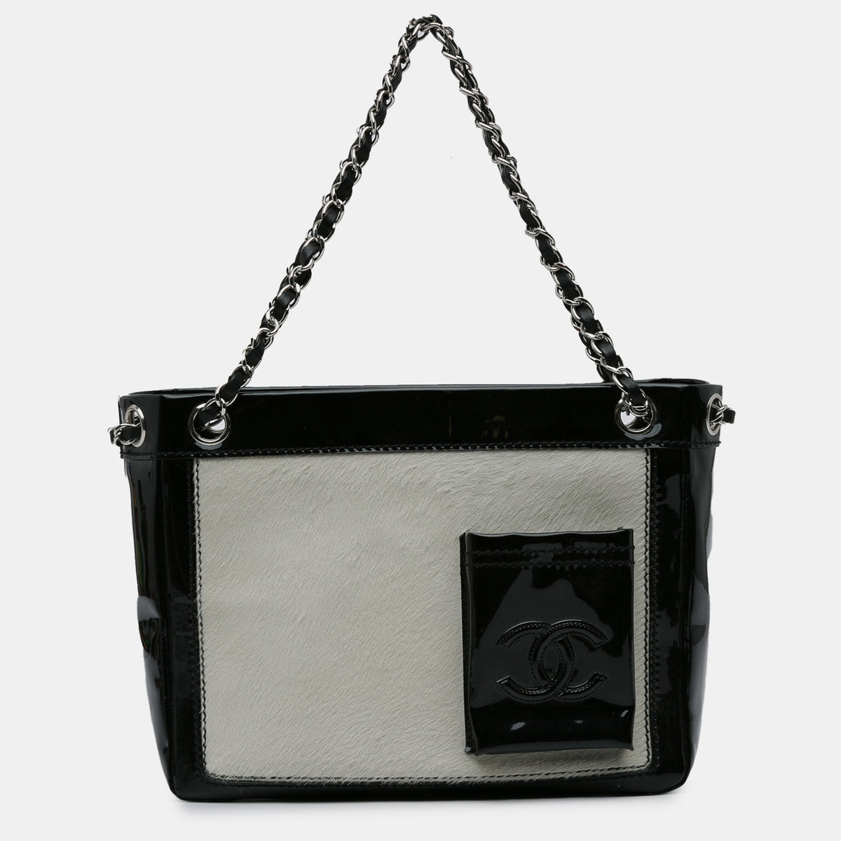 Chanel Small Patent and Pony Hair Pocket Tote Bag