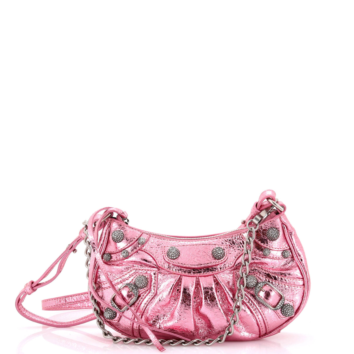 Balenciaga Le Cagole Giant Studs Shoulder Bag Leather with Crystals Mini