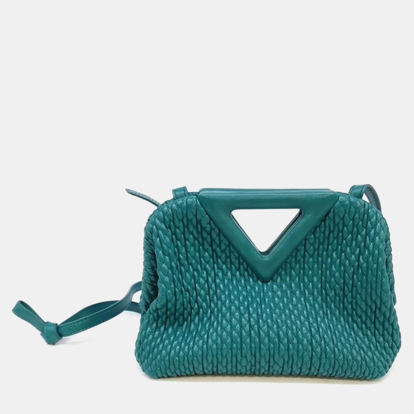 Bottega Veneta Blaue spitze Umhängetasche aus Leder