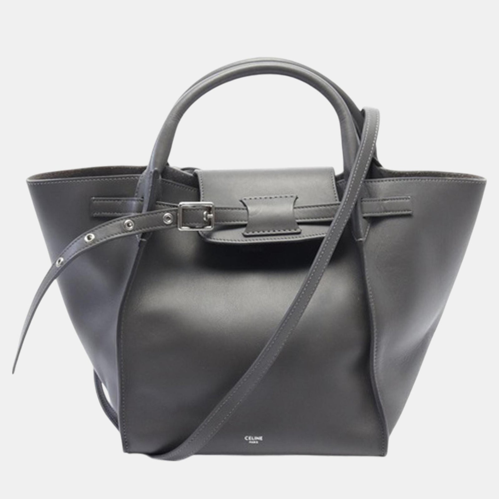 Celine Grey Leather Small Big Tote Bag