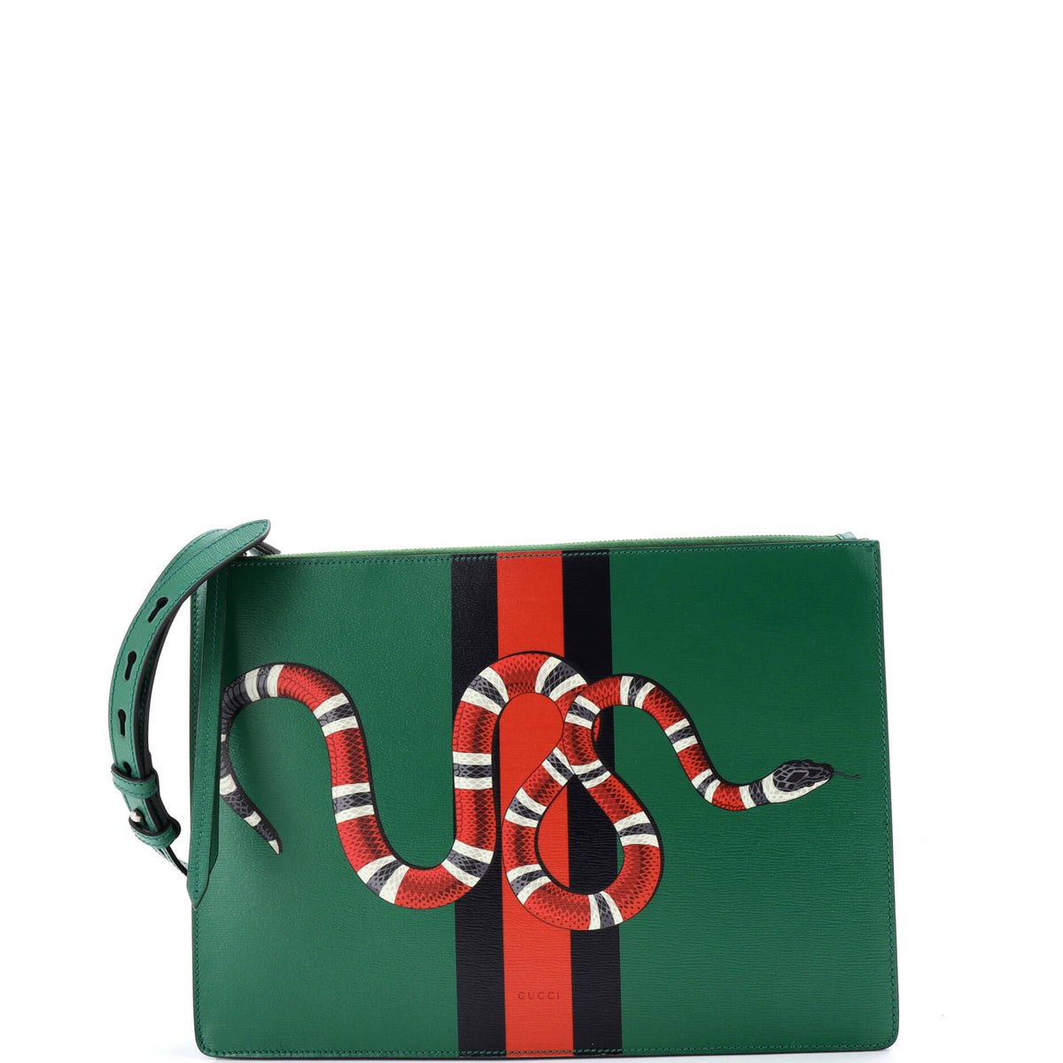 Gucci GUCCI Messenger Bag Snake Printed Leather Large