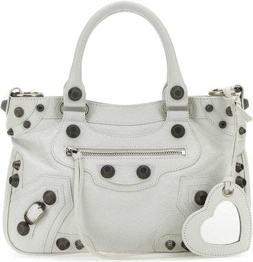 Balenciaga Women's Neo Cagole Leather Tote Bag in White | Size UNICA | 7515211VG9Y