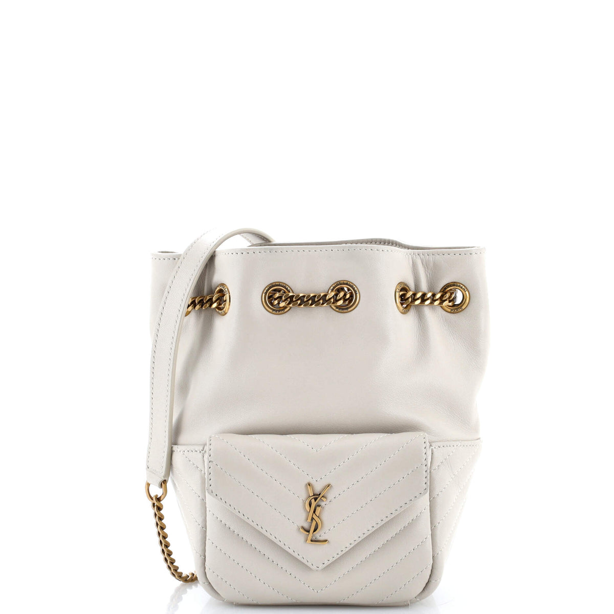Saint Laurent Joe Bucket Bag Matelasse Chevron Leather Mini