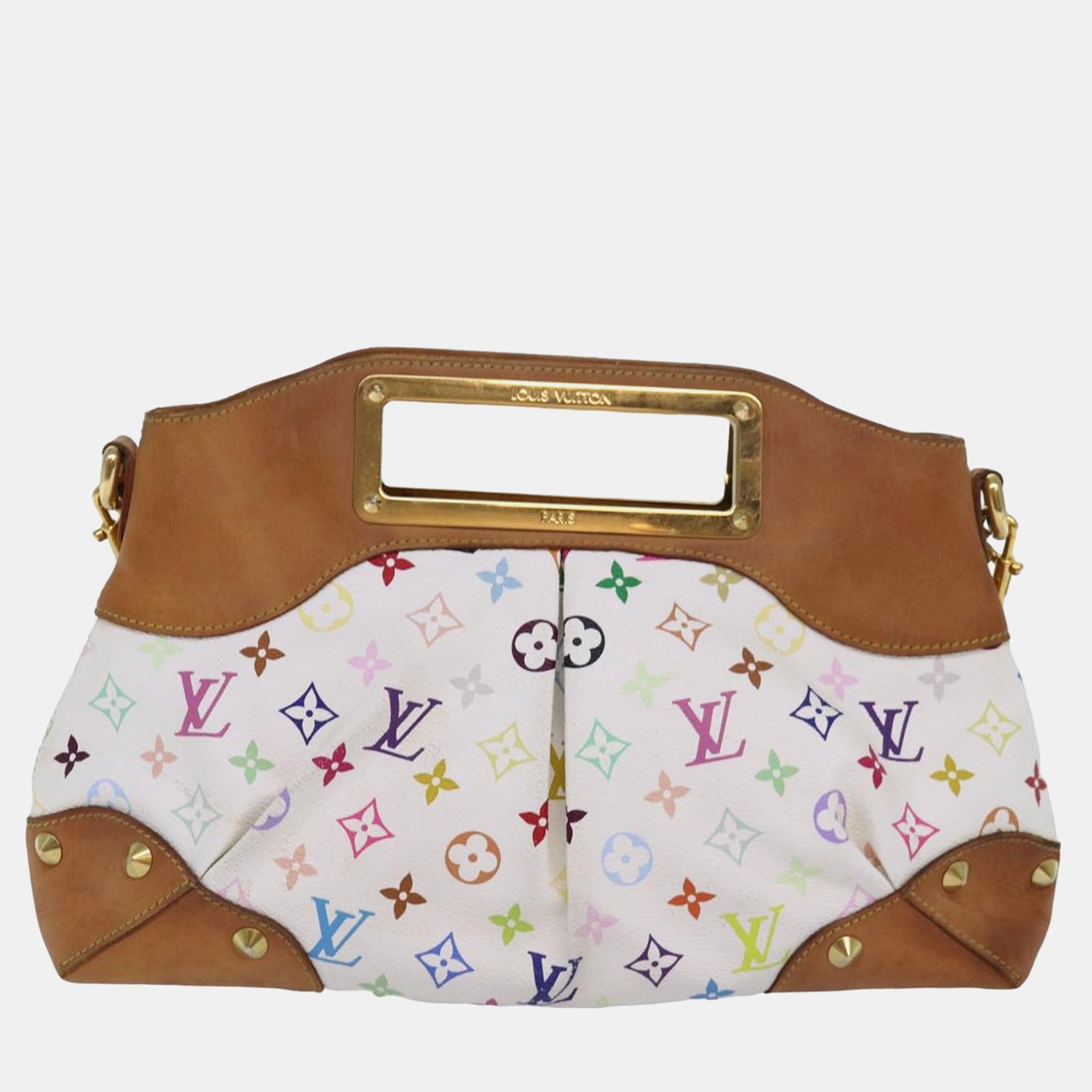 Louis Vuitton Weiße Judy-Schultertasche aus mehrfarbigem Canvas mit Monogramm