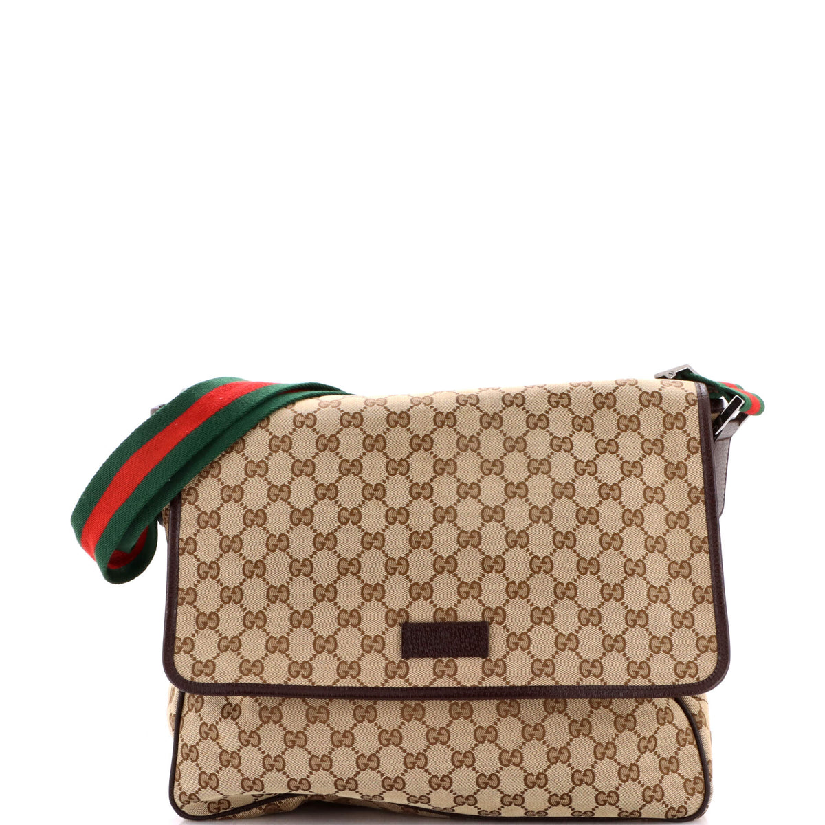 Gucci GUCCI Web Strap Flap Messenger GG Canvas Medium