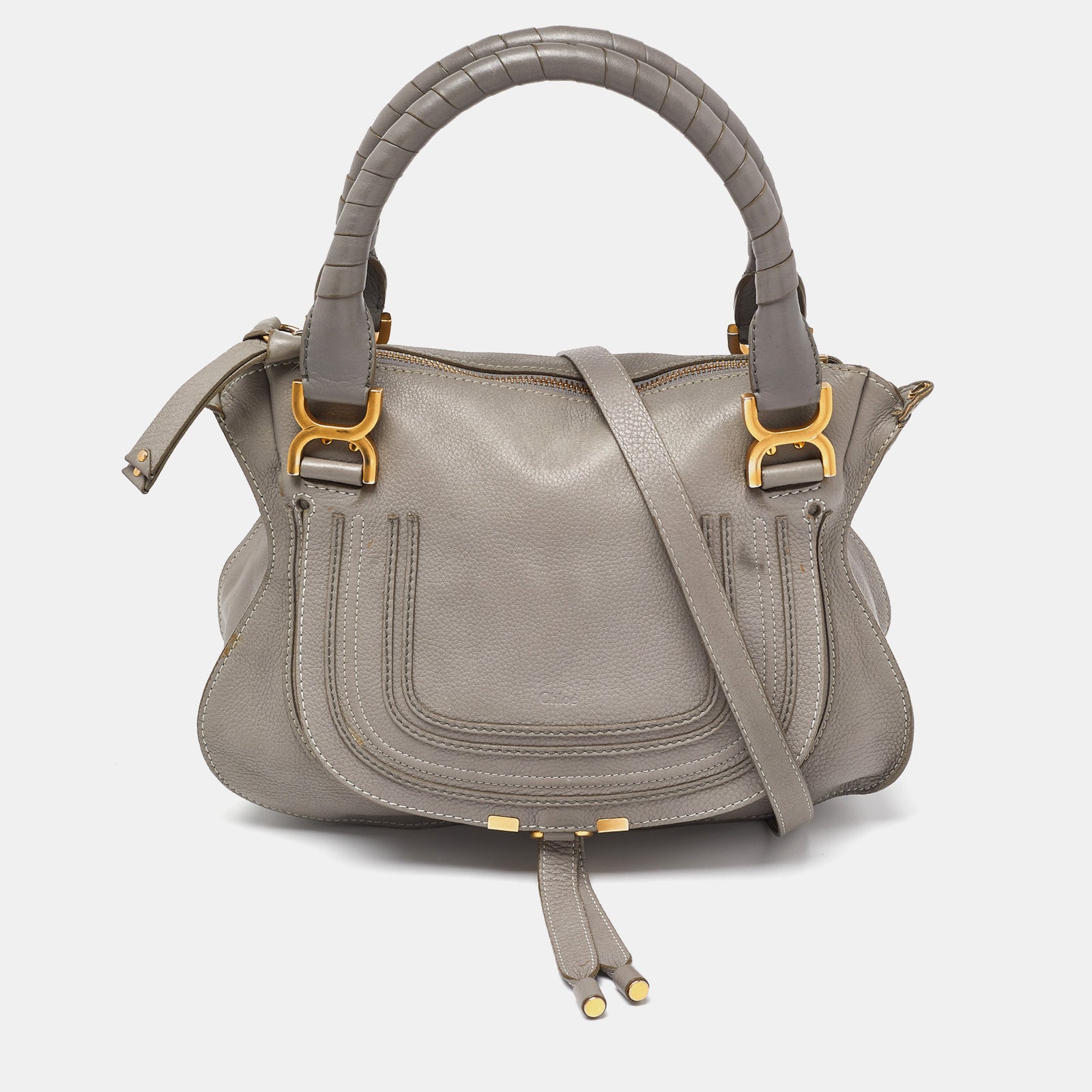 Chloe Grey Leather Medium Marcie Satchel