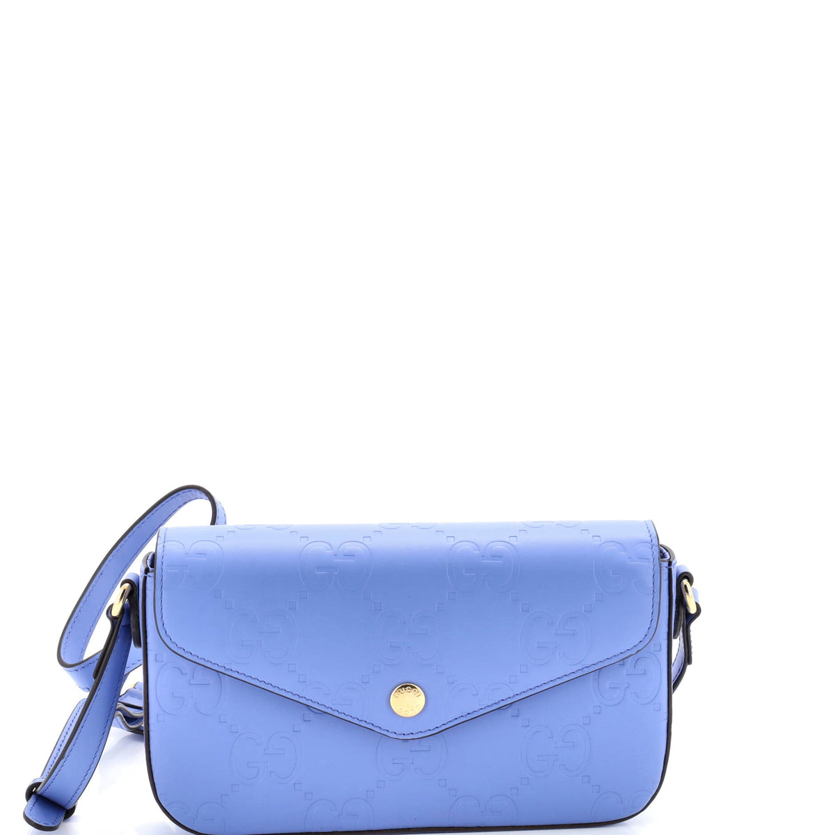 Gucci GUCCI Envelope Flap Crossbody Bag Jumbo GG Embossed Leather Super Mini