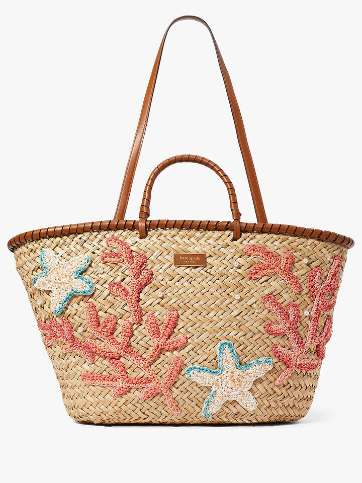 Kate Spade Au What The Shell Embellished Straw Large Tote