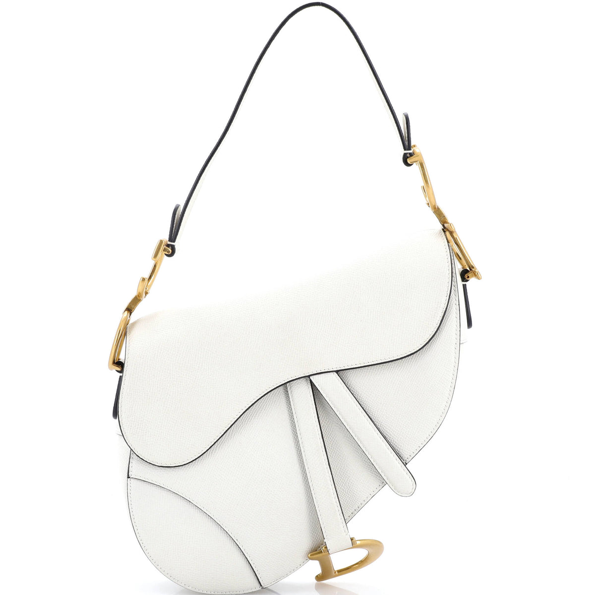 Christian Dior Saddle Handbag with Strap Leather Medium