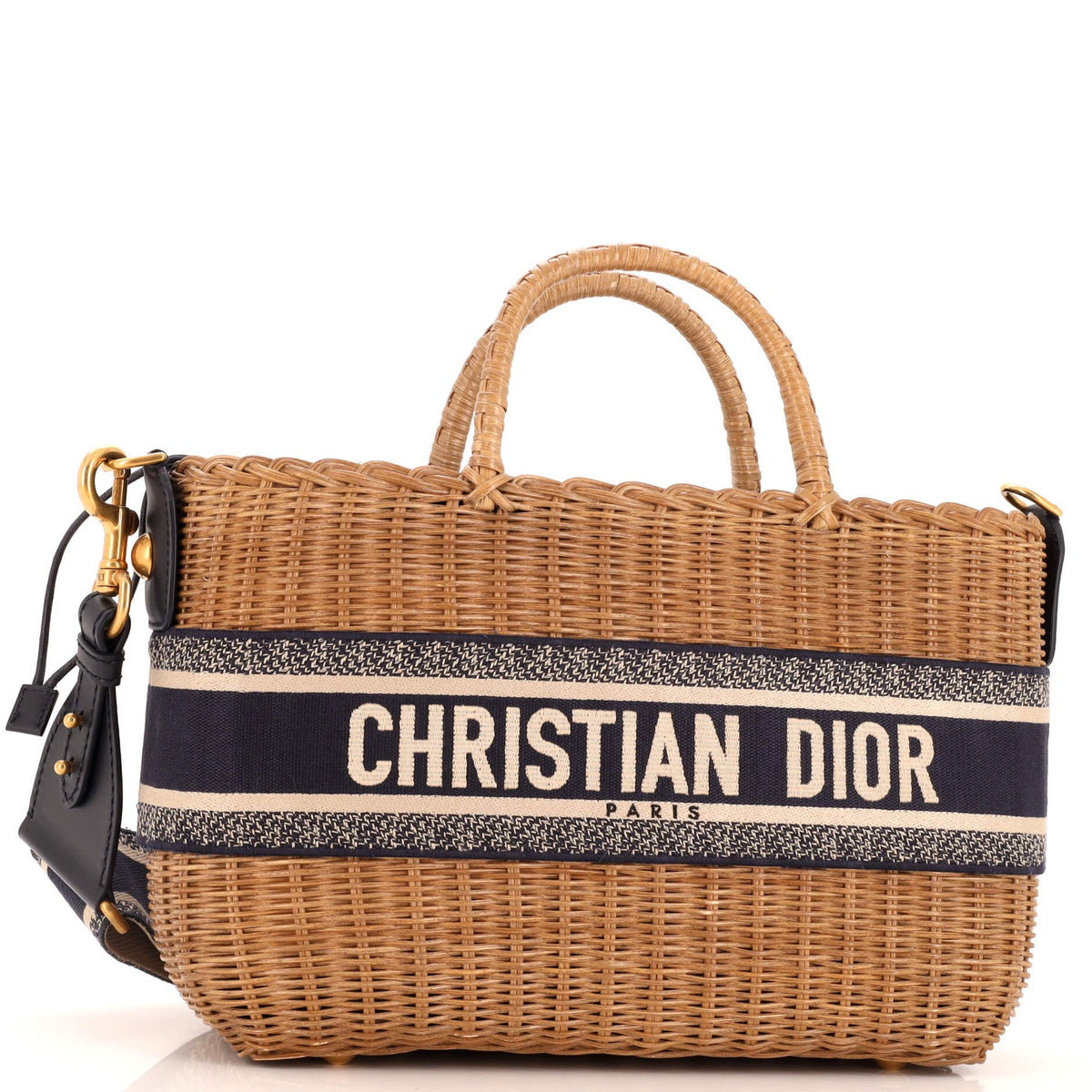 Christian Dior Basket Bag Wicker and Oblique Canvas Large
