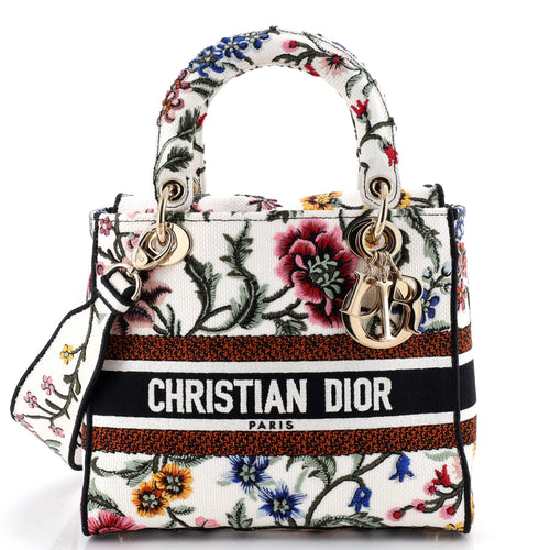 Lady D-Lite Bag Embroidered Canvas Medium
