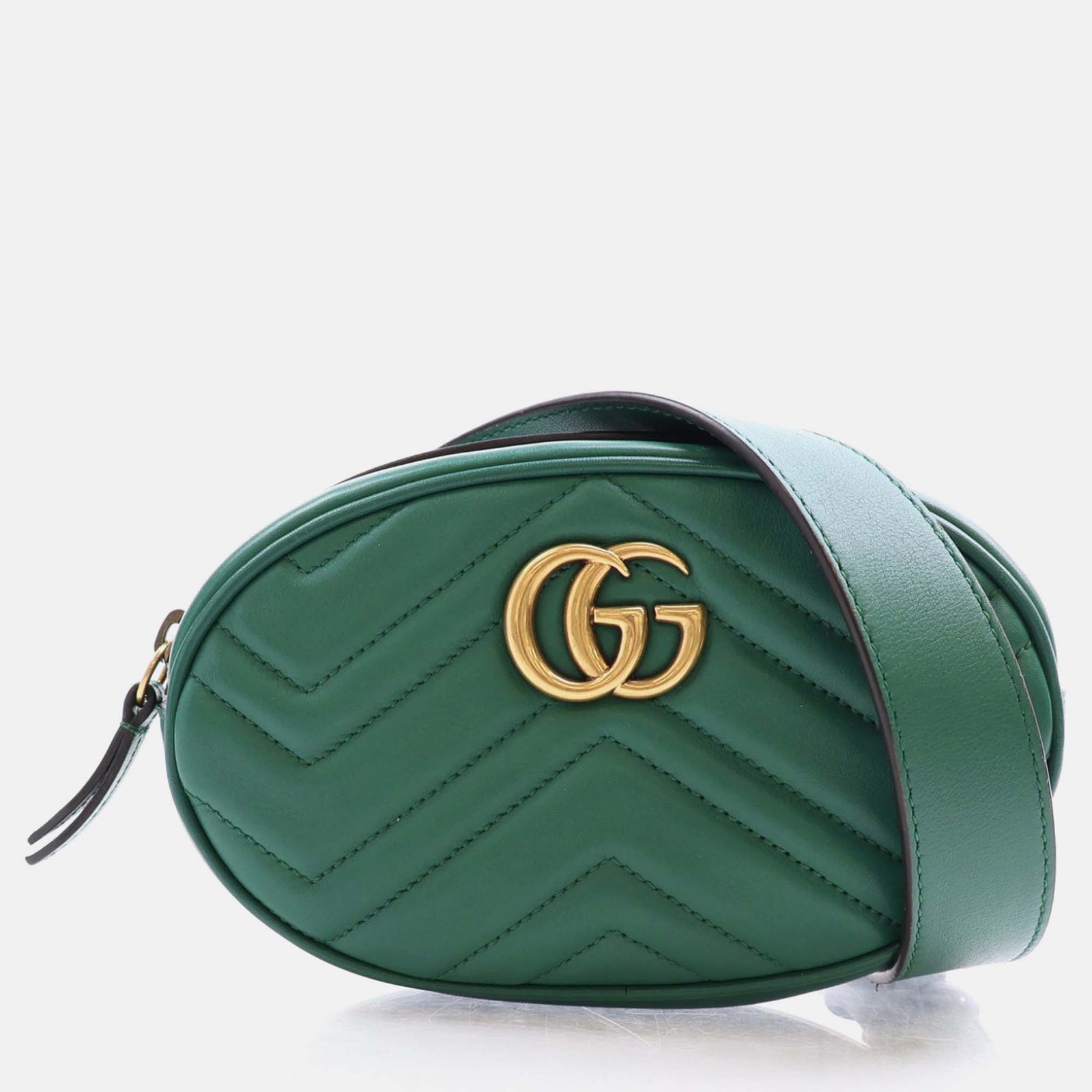 Gucci Grüne GG Marmont-Gürteltasche aus Leder