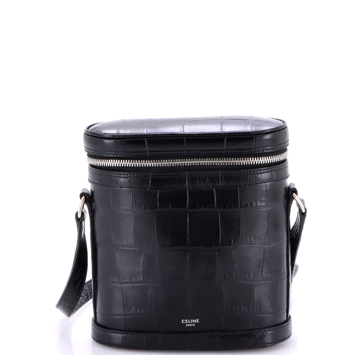 Celine CELINE Vertical Zip Messenger Crocodile Embossed Leather