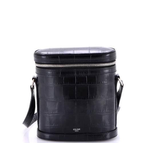 CELINE Vertical Zip Messenger Crocodile Embossed Leather