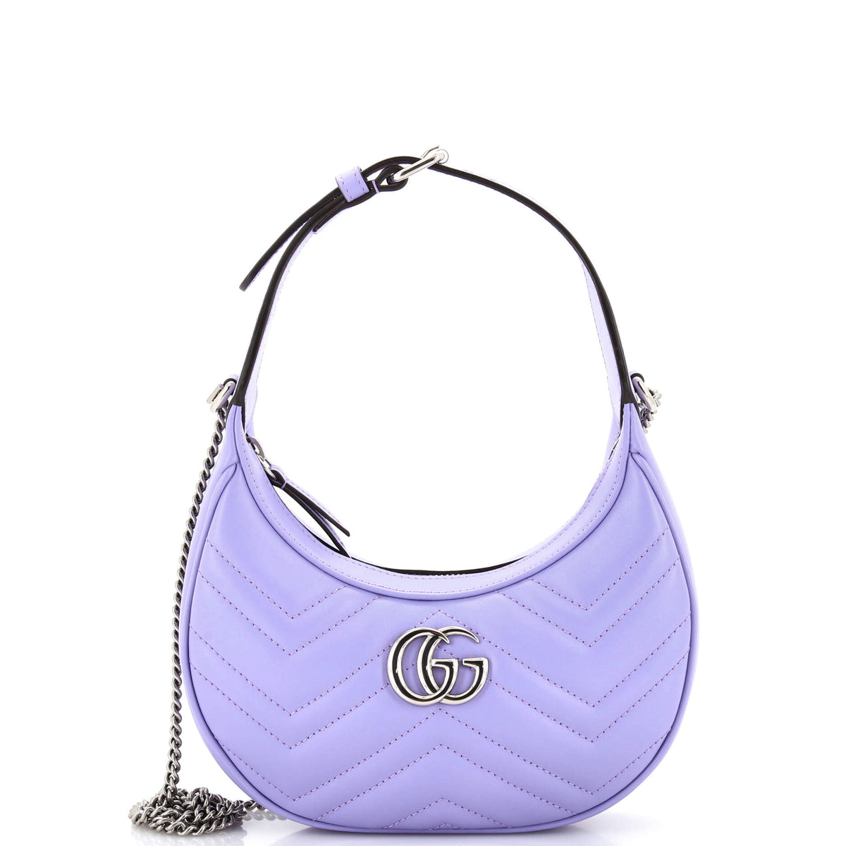 Gucci GUCCI GG Marmont Half Moon Hobo Leather Mini