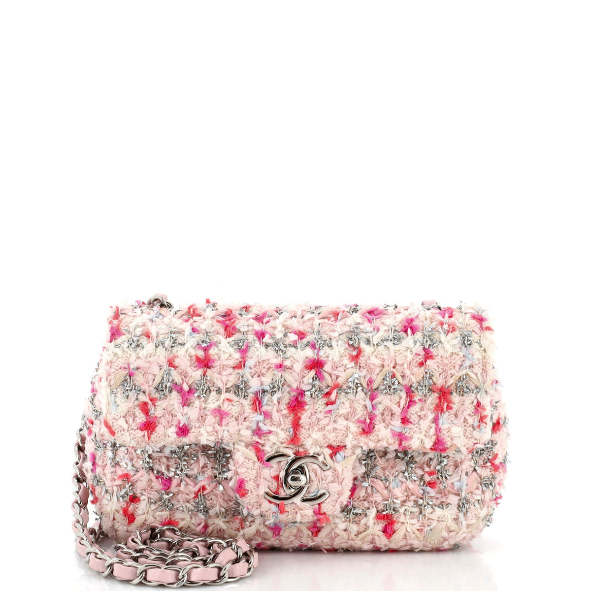 Chanel CHANEL Classic Single Flap Bag Quilted Tweed and Ribbon Mini