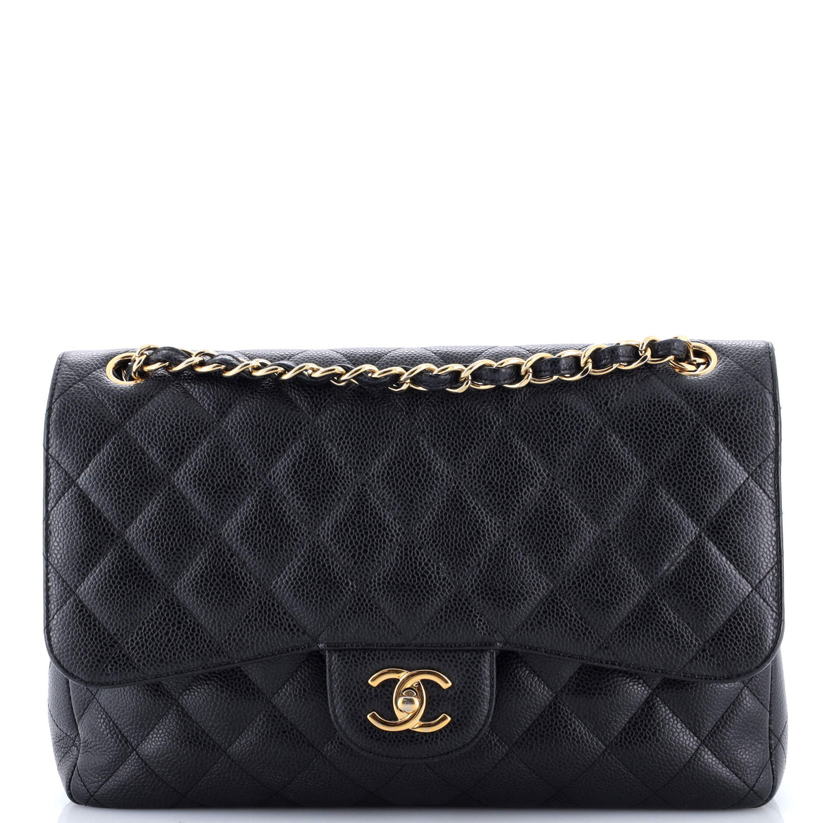 Chanel CHANEL Classic Double Flap Bag Quilted Caviar Jumbo