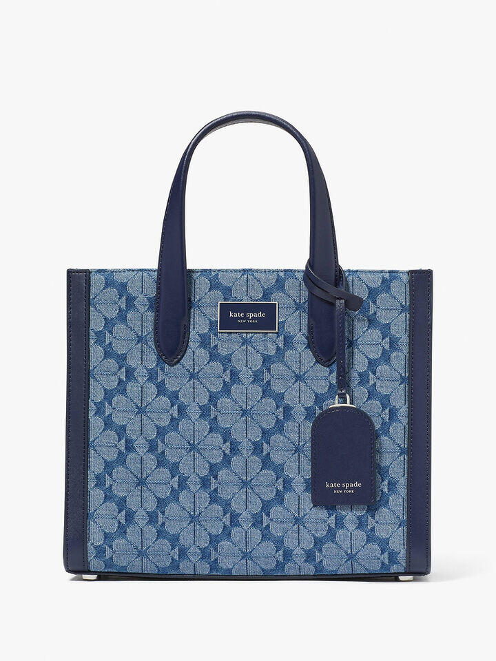 Kate Spade Au Spade Flower Jacquard Denim Manhattan Small Tote