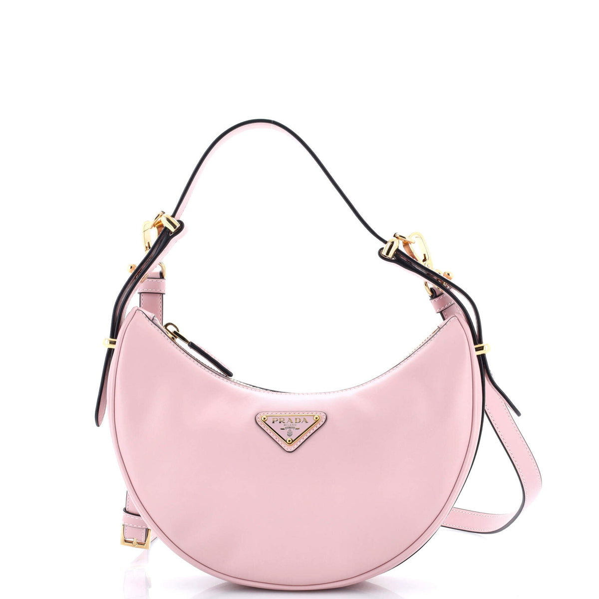 Prada PRADA Arque Half Moon Hobo Leather Small