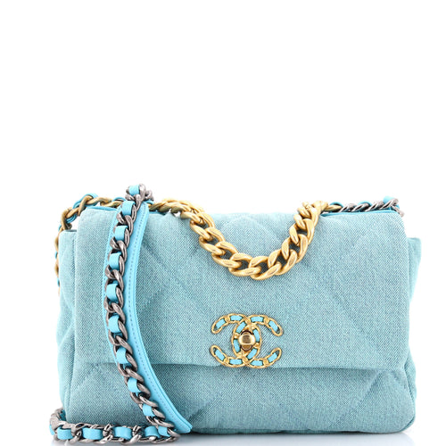 CHANEL 19 Flap Bag Quilted Denim Medium