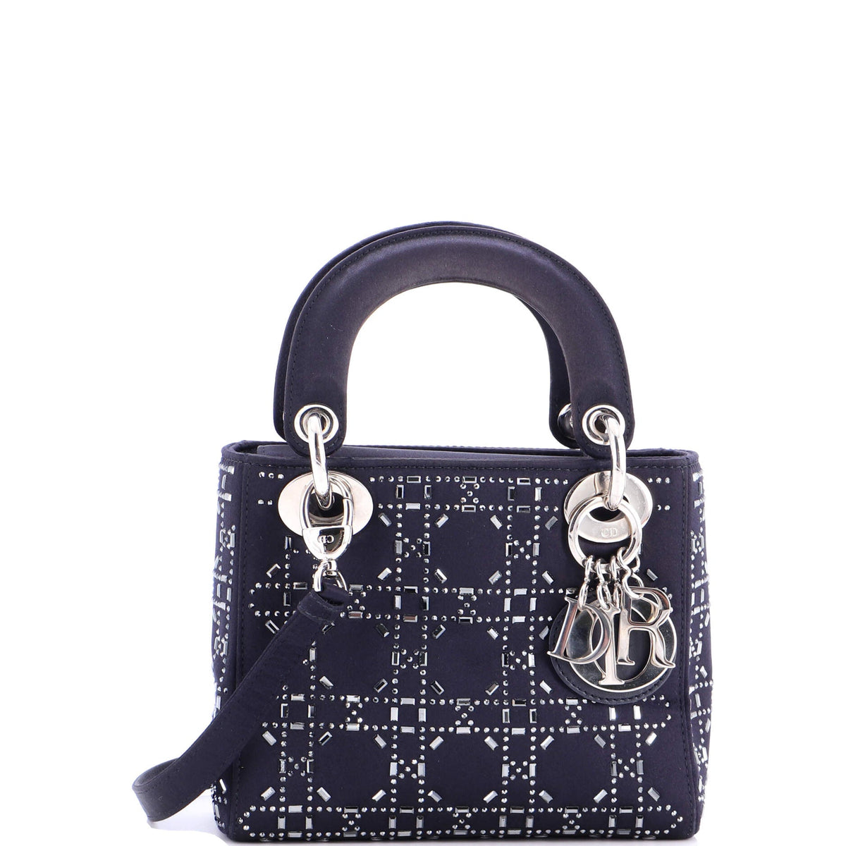 Christian Dior Lady Dior Bag Crystal Embellished Cannage Quilt Satin Mini