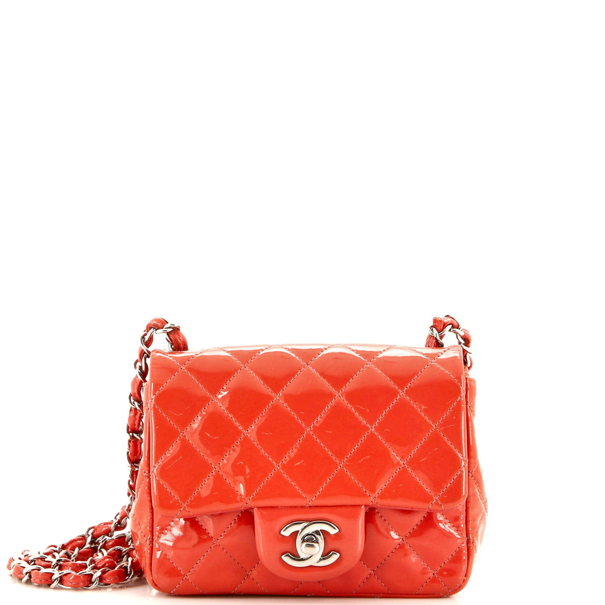 Chanel CHANEL Square Classic Single Flap Bag Quilted Patent Mini