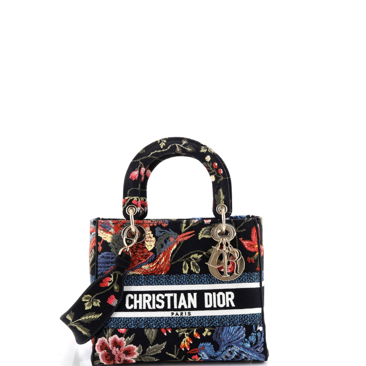 Christian Dior Lady D-Lite Bag Embroidered Canvas Medium
