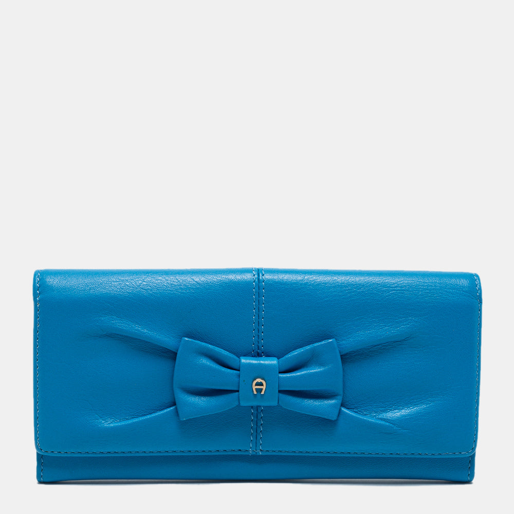 Aigner Blue Leather Bow Wallet