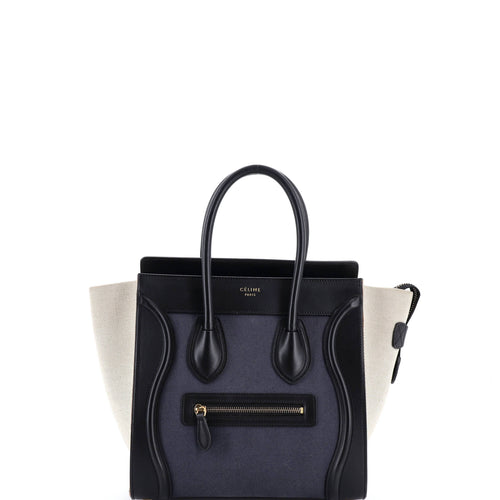 CELINE Luggage Bag Canvas and Leather Mini