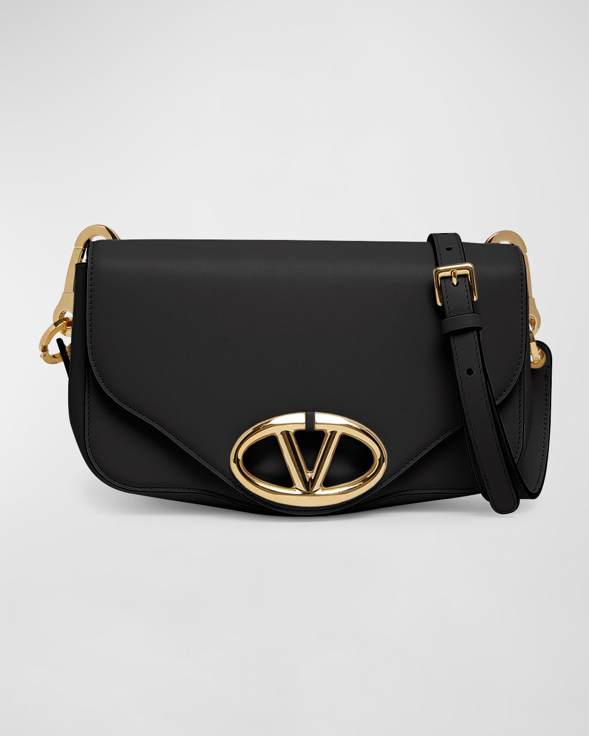 Valentino VLOGO Small Flap Leather Shoulder Bag