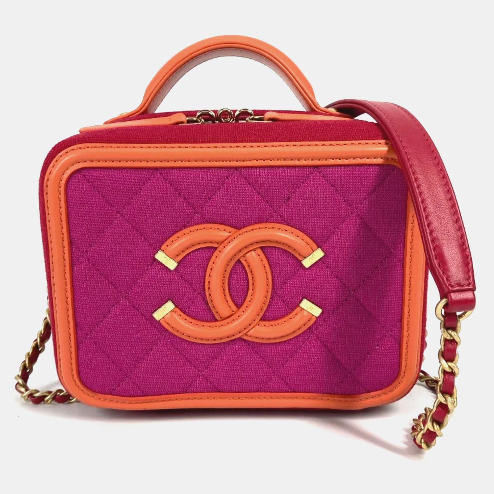 Chanel Multicolour Quilted Jersey Small Filigree Vanity Case