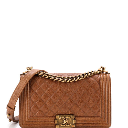 CHANEL Boy Flap Bag Quilted Caviar Old Medium