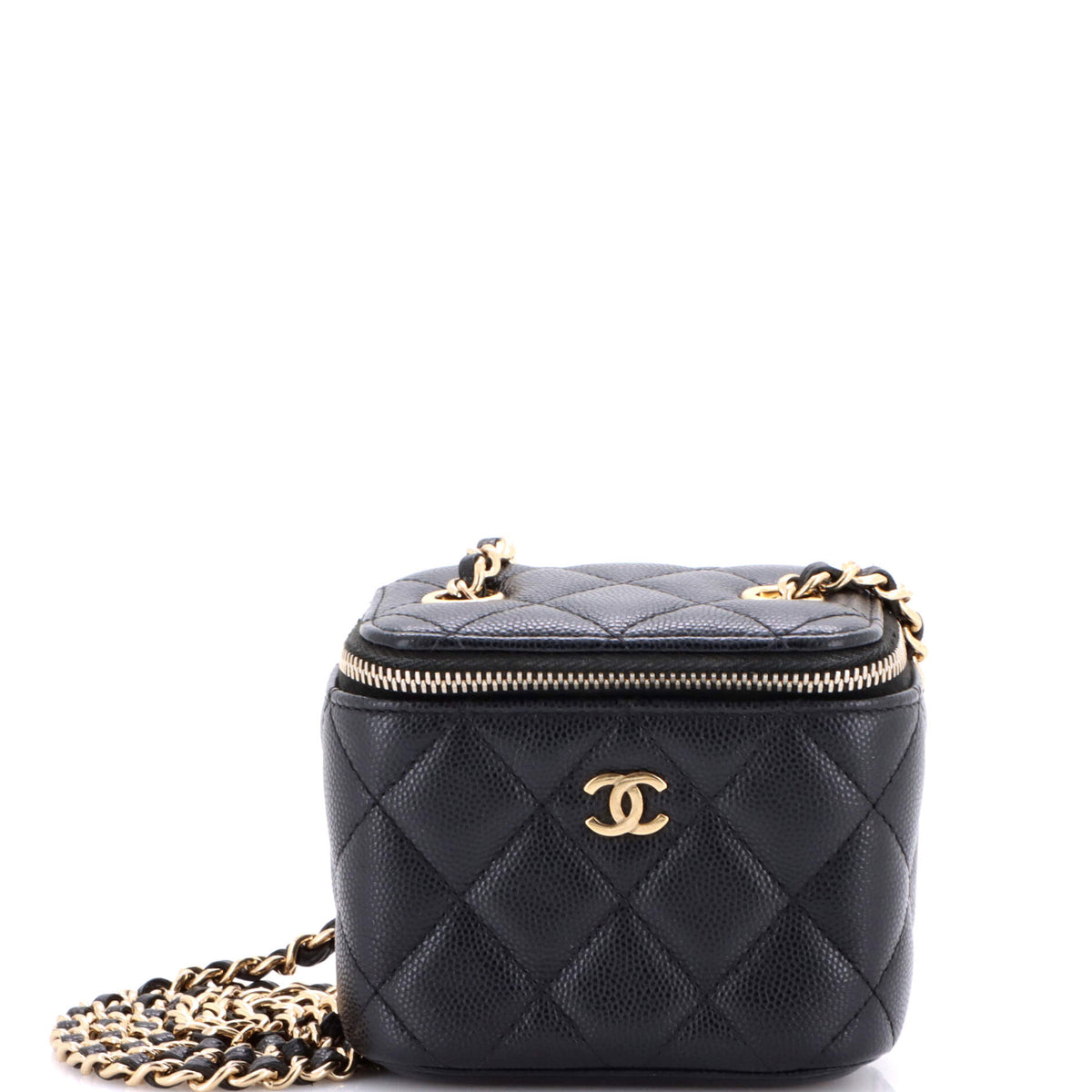 Chanel CHANEL Classic Vanity Case with Chain Quilted Caviar Mini