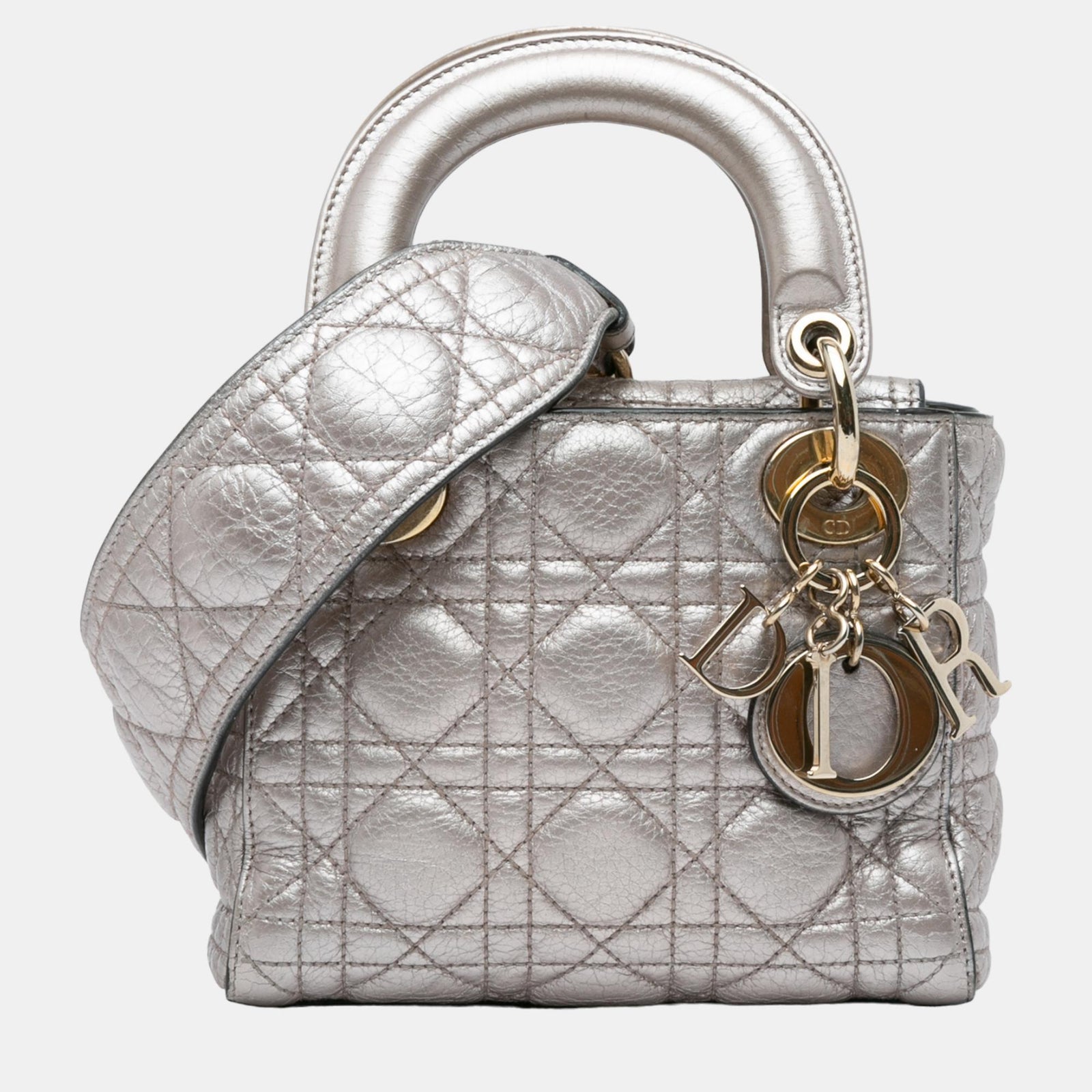 Dior Mini sac fourre-tout souple en cuir de veau argenté pour femme