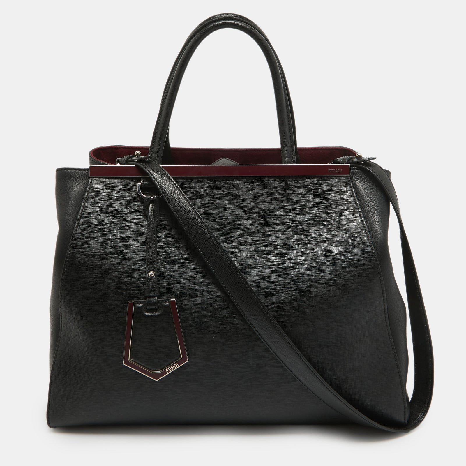 Fendi Black Leather Medium 2Jours Tote