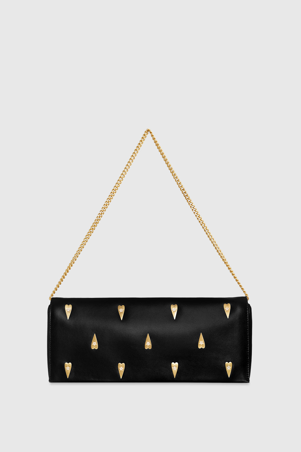 Slim Clutch With Heart Studs Bag In Black/Heart Studs