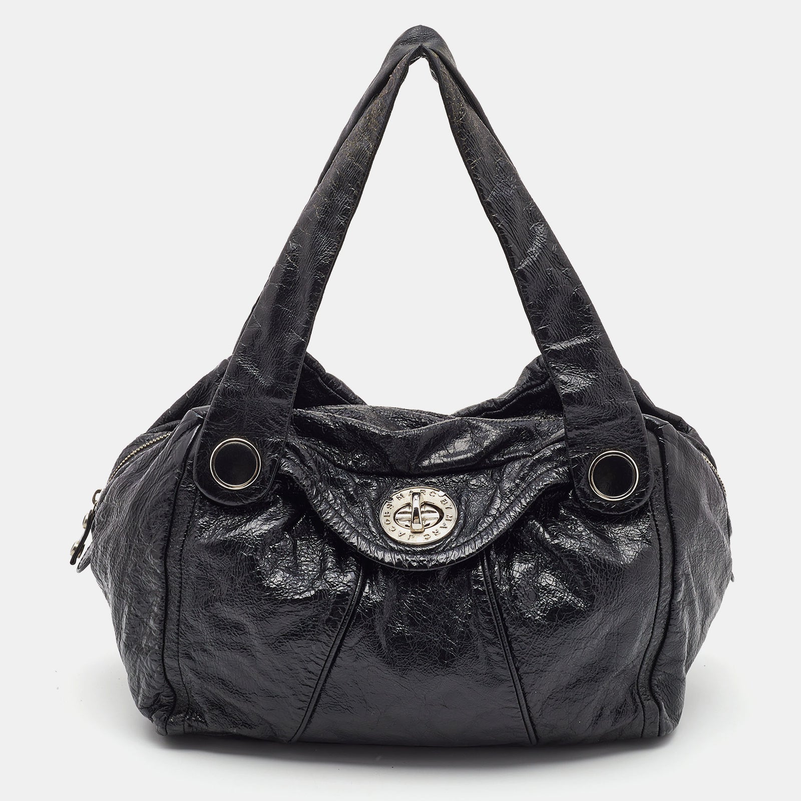 Marc By Marc Jacobs Black Glossy Leather Shoulder Bag