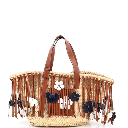 LOEWE Basket Tote Fringe Raffia Medium