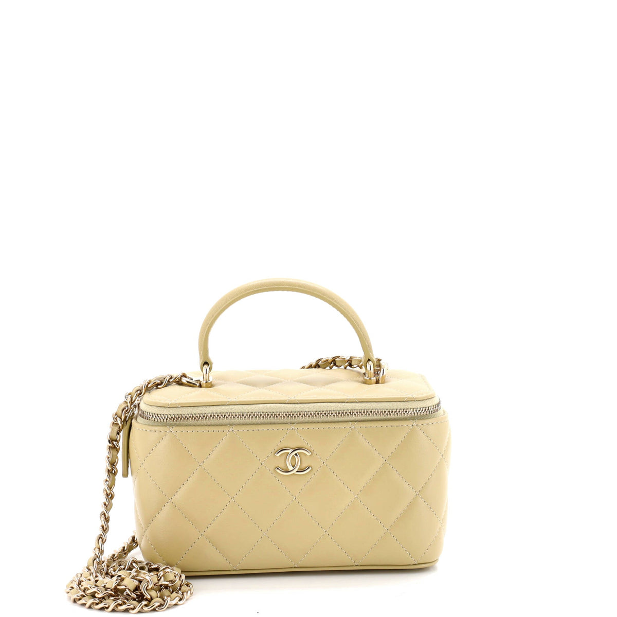 Chanel CHANEL Classic Top Handle Vanity Case with Chain Quilted Lambskin Small