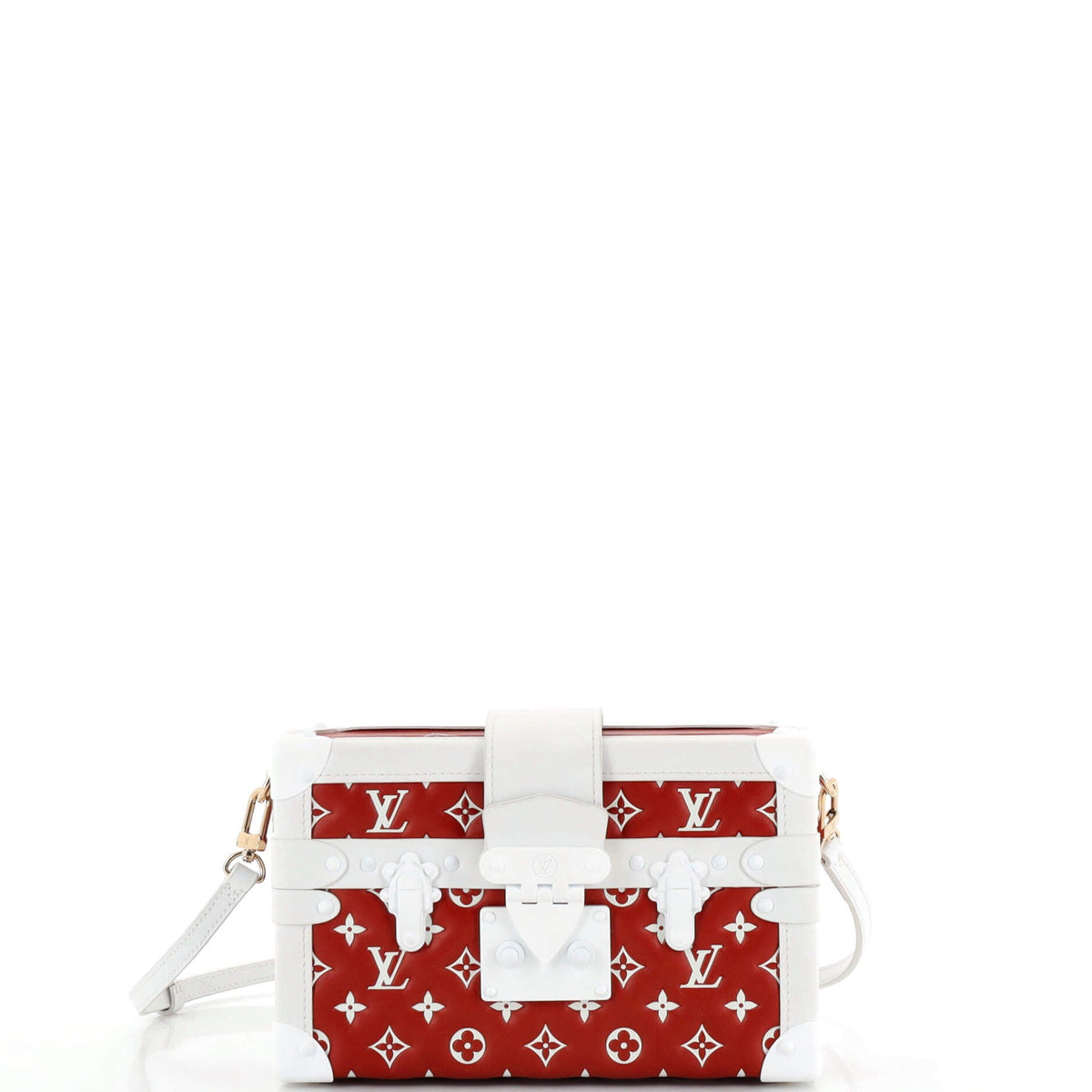 Louis Vuitton Petite Malle Handbag Monogram Embossed Leather